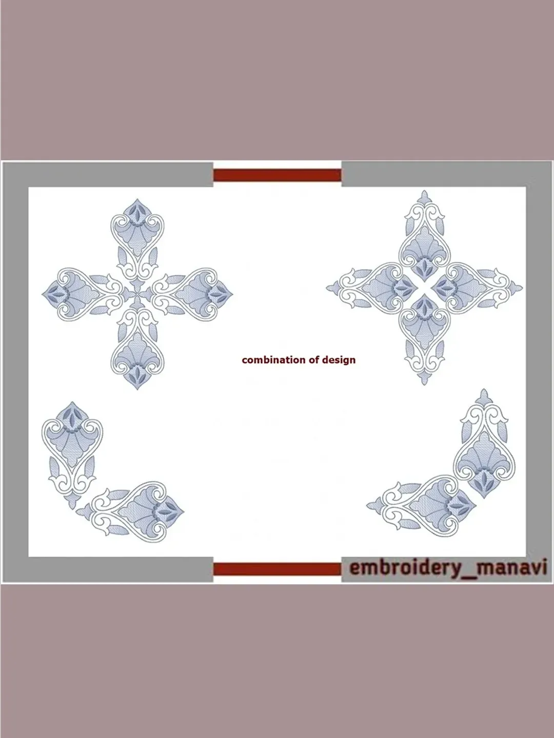 Digital machine embroidery design monochrome pattern