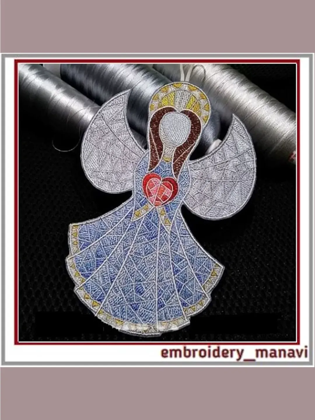 In the hoop Angel of Love embroidery design 2 types