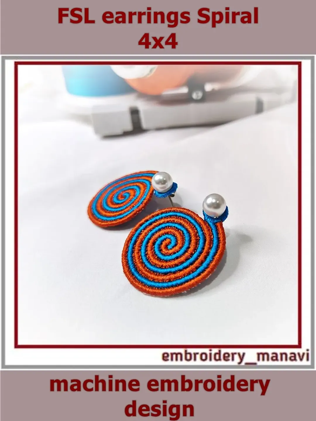 FSL In The Hoop Embroidery design Earrings Spiral(ITH) - Embroidery Manavi 05