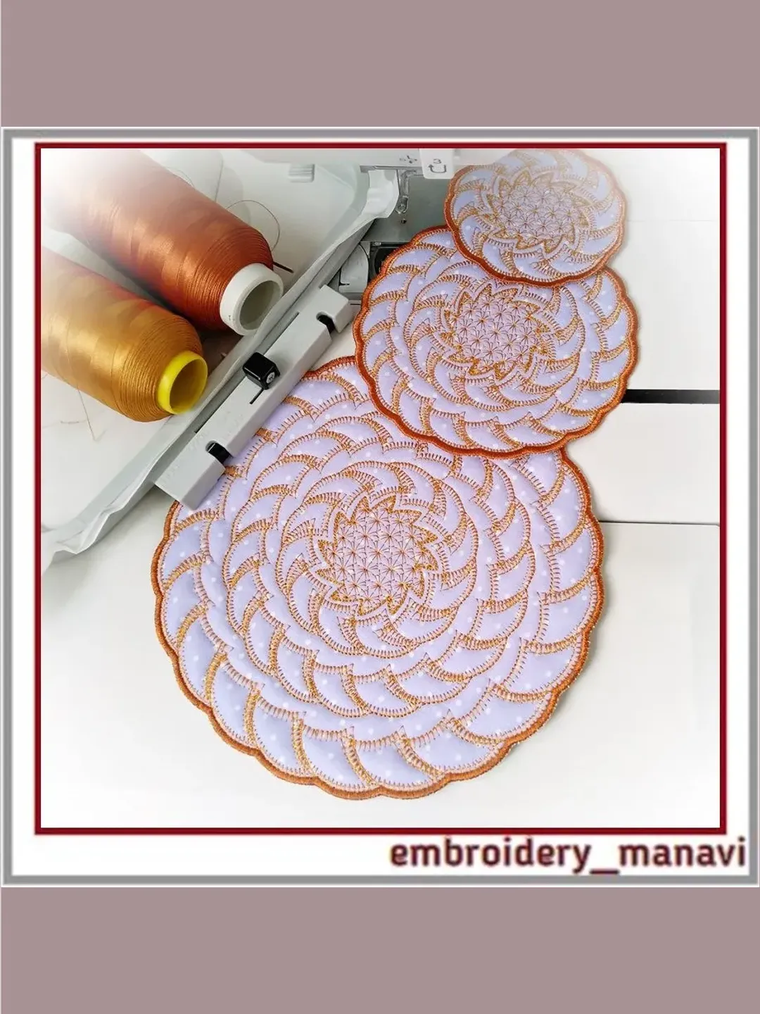 In the hoop Napkin for hot plate or mug Machine embroidery design