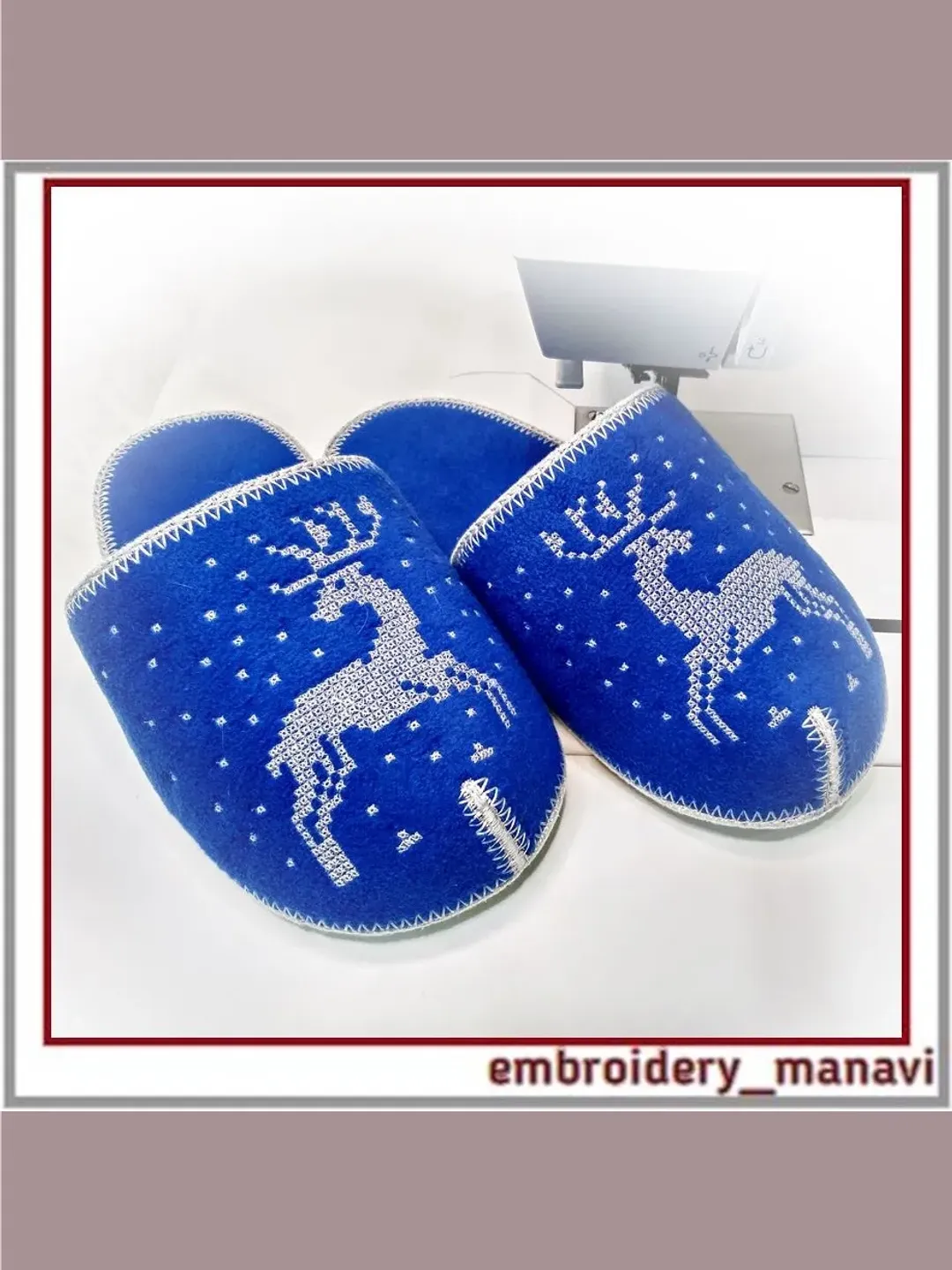 In the hoop Home slippers 3 sizes machine embroidery designs