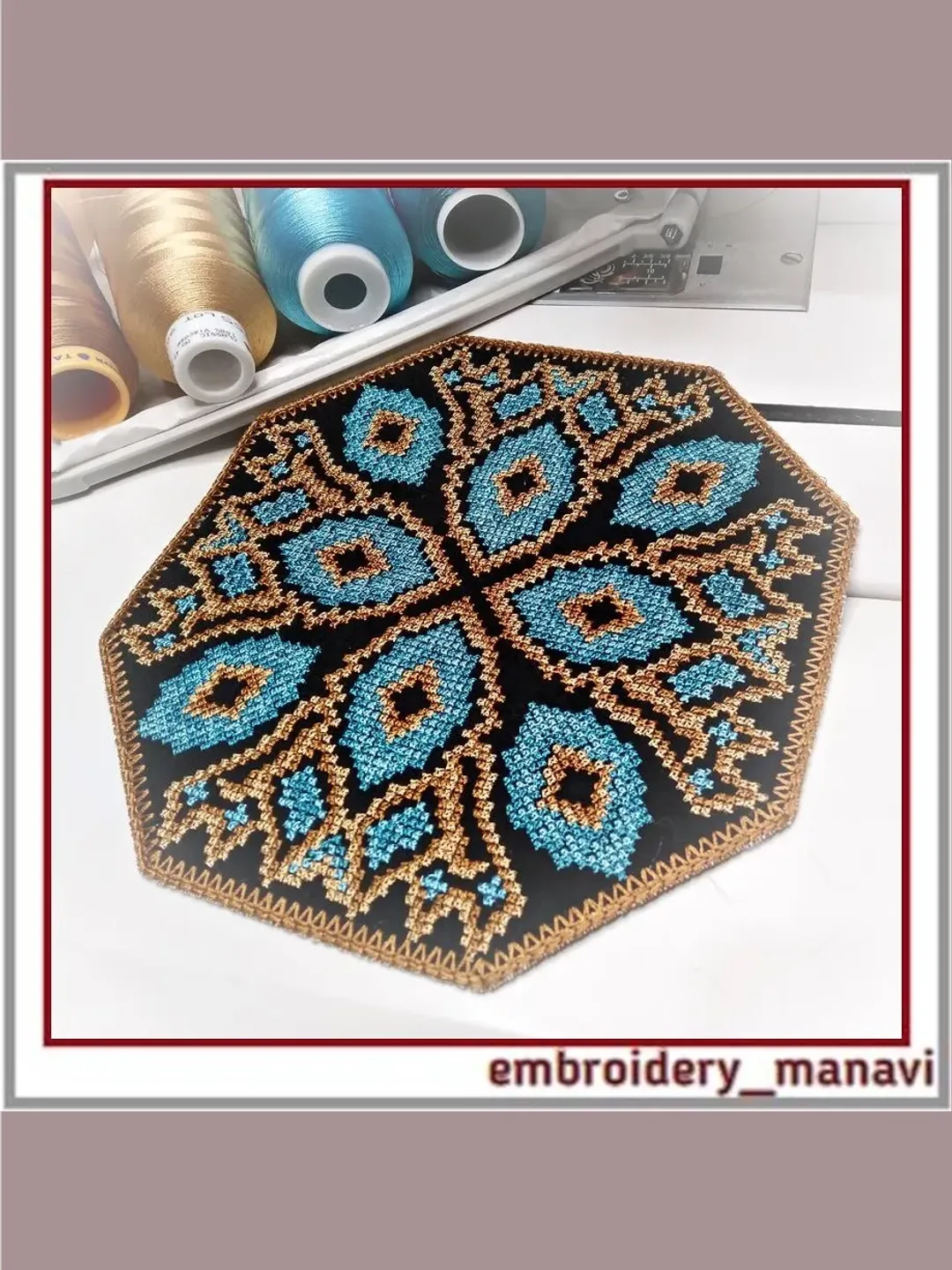 In the hoop embroidery design Napkin with French cross stitch