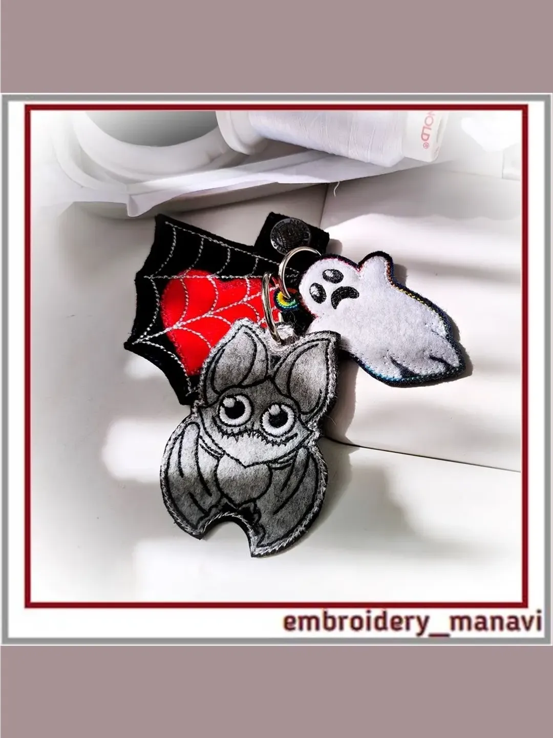 Halloween In The Hoop Key Fobs Machine Embroidery Design ITH