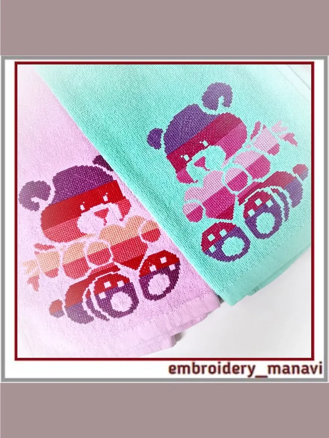 Machine embroidery design bear with a heart French cross stitch