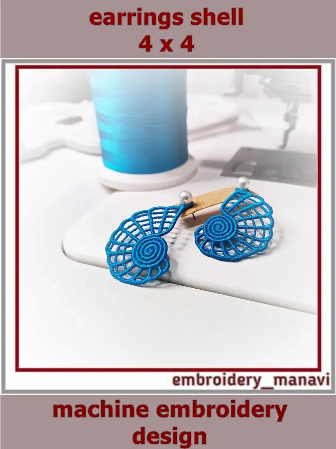 FSL In The Hoop design Earrings Shell (ITH) - Embroidery Manavi 05