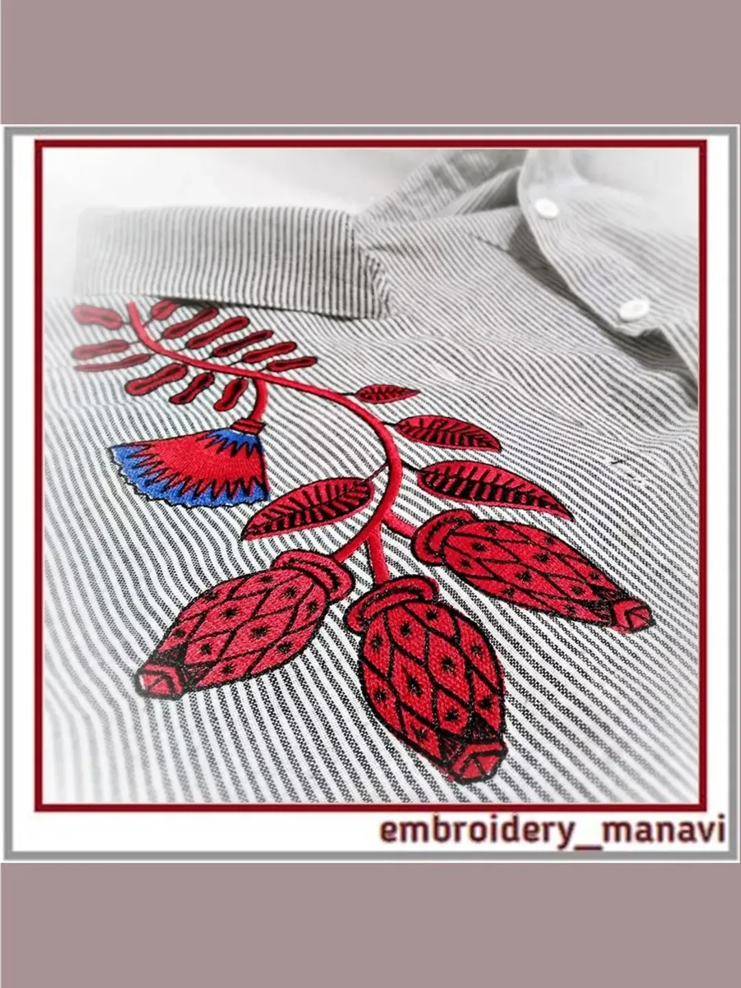 A set of flowers in Art Nouveau style Machine embroidery design