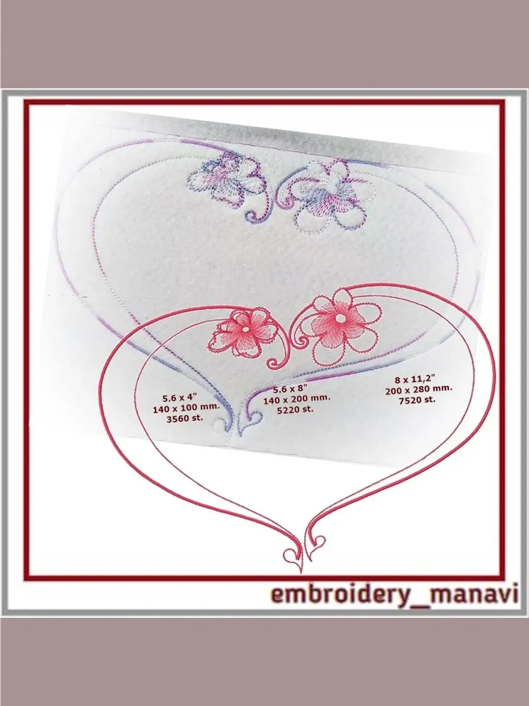 Heart with flowers Easy design Machine embroidery design