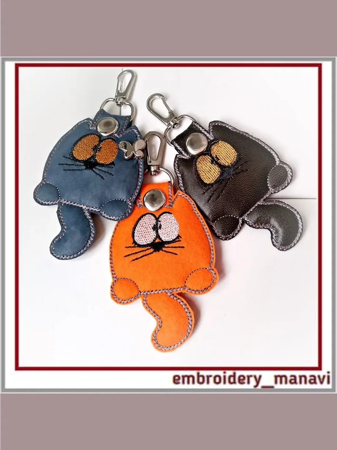 In the hoop Keychain Cat embroidery design