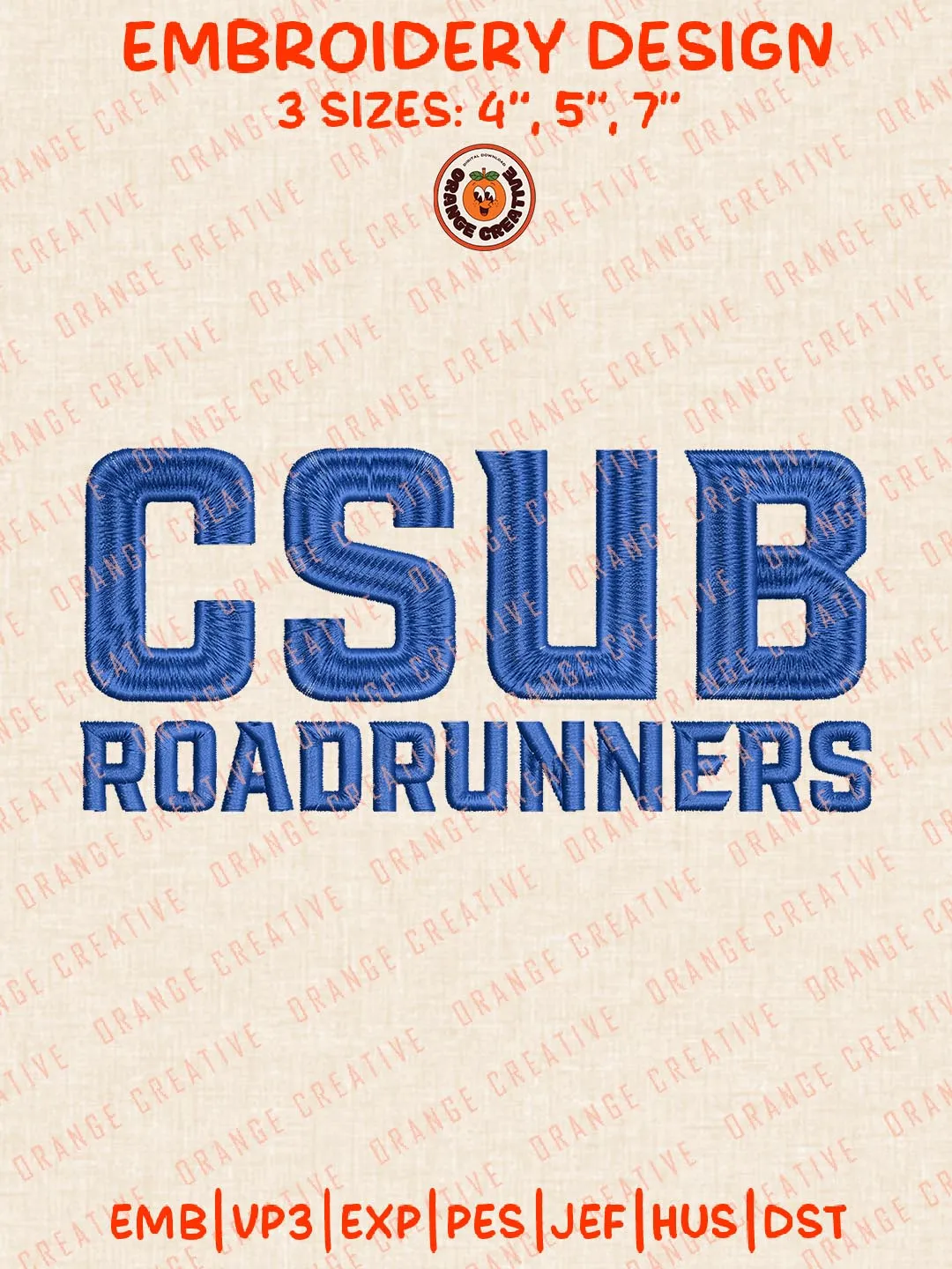 CSUB Roadrunners Embroidery Design, NCAA Cal State Bakersfield Roadrunners Logo Embroidery Design, Machine Embroidery Design File, 4 Sizes, Digital Download