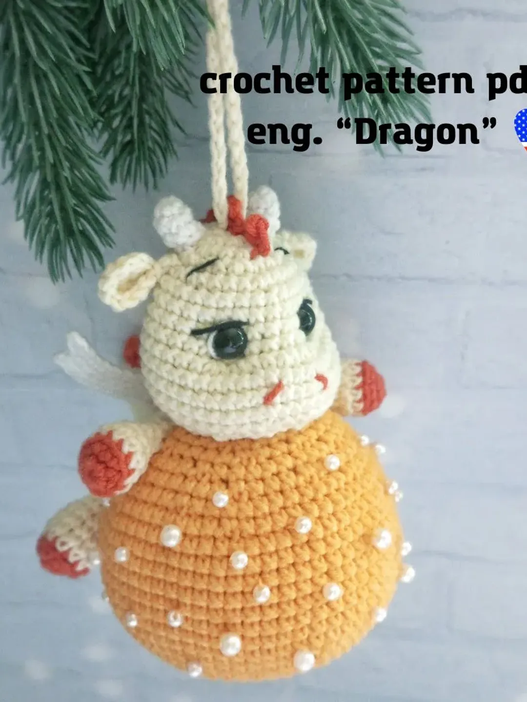 Crochet Pattern Dragon, Crochet Christmas decoration