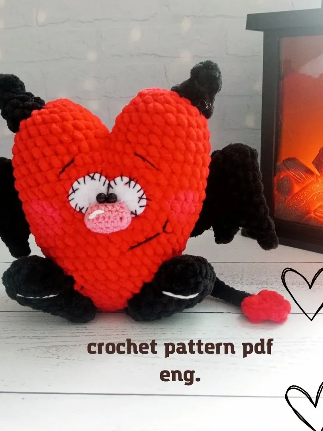 Crochet Pattern Amigurumi Heart, Devil’s Heart