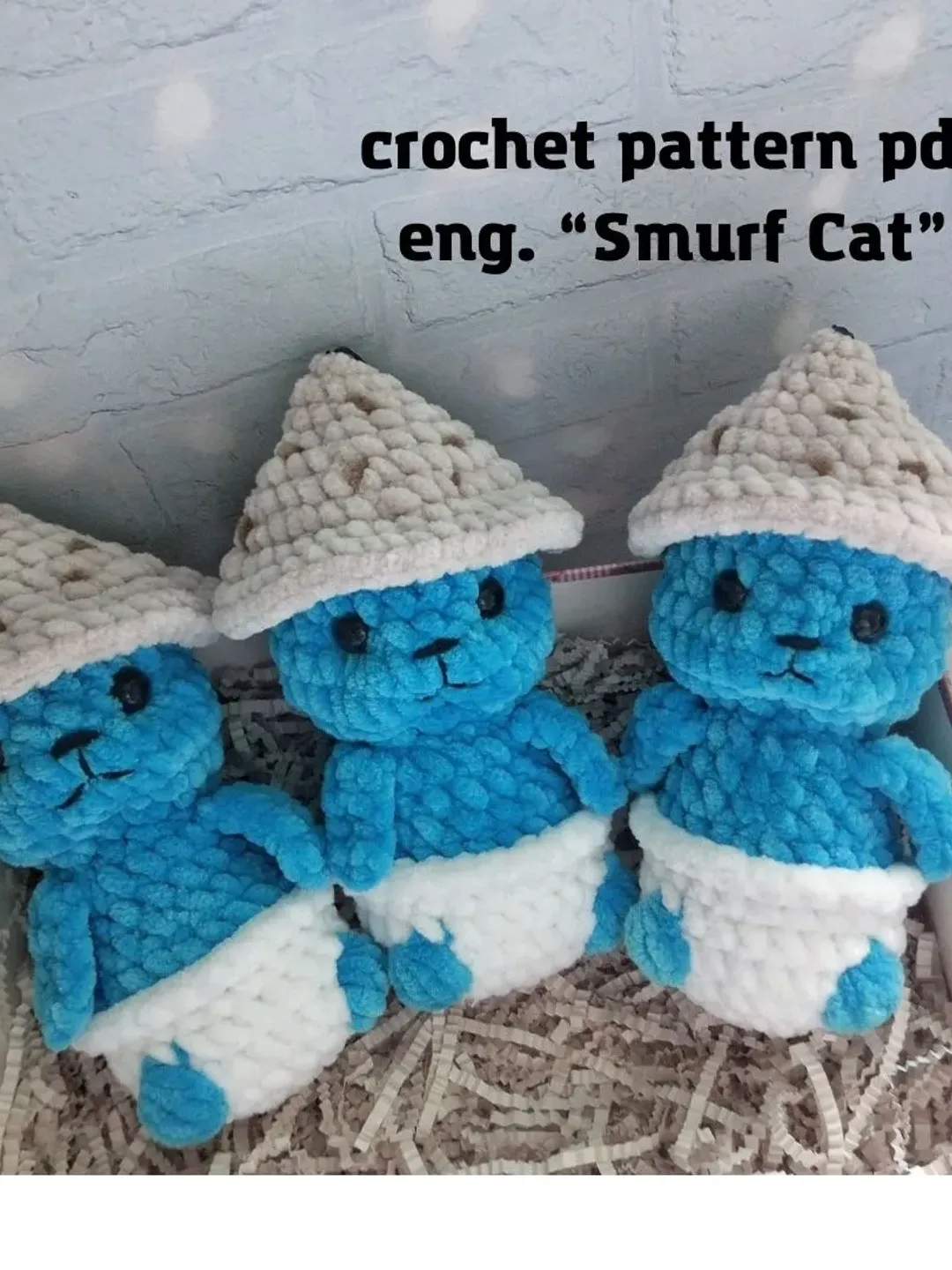 Crochet Smurf Cat, crochet pattern PDF
