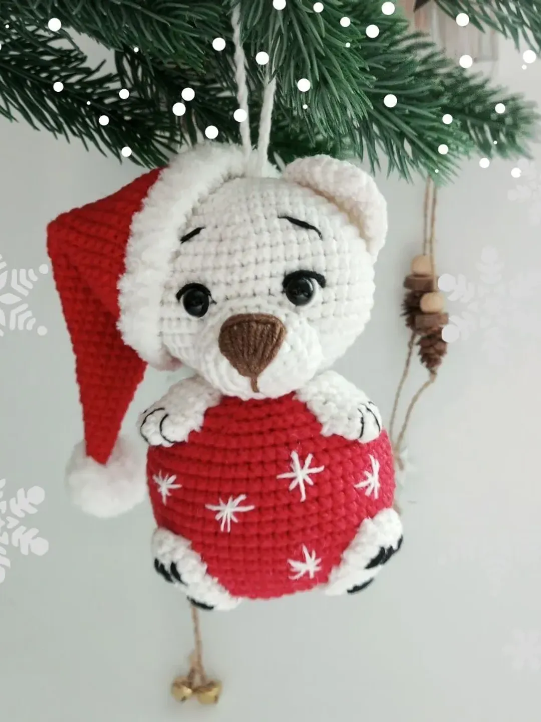 Polar bear crochet pattern amigurumi, Christmas crochet pattern, Christmas toy Bear, PDF ENG pattern