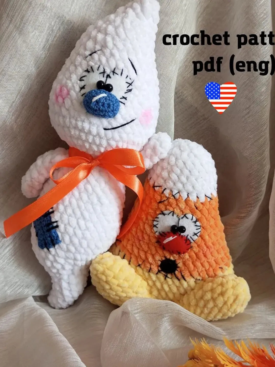 Crochet Halloween Decoration, crochet pattern candy corn, ghost