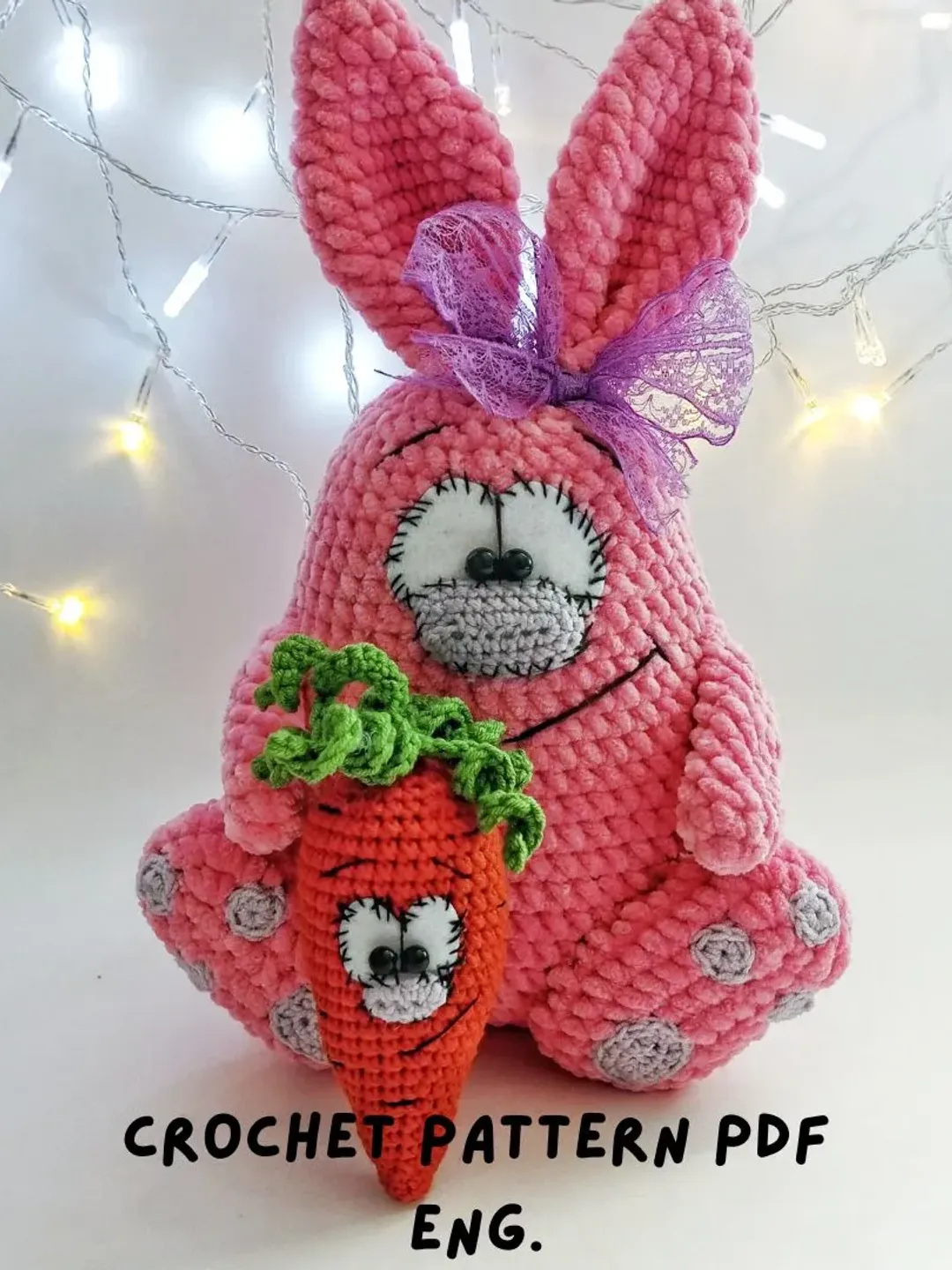 Crochet Bunny and carrot, crochet pattern PDF