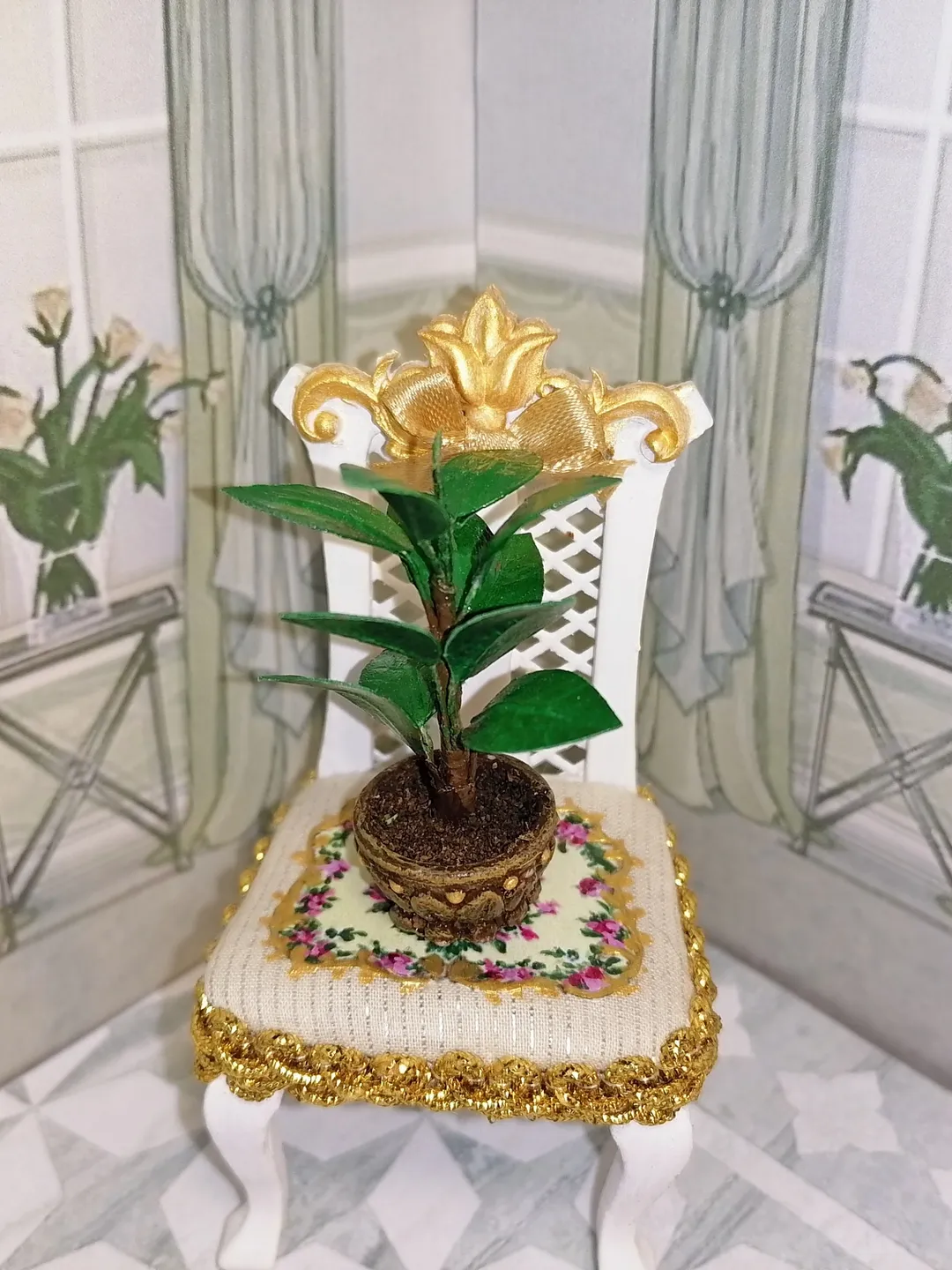 Ficus for the doll house. 1:12. Puppet miniature. Dollhouse.