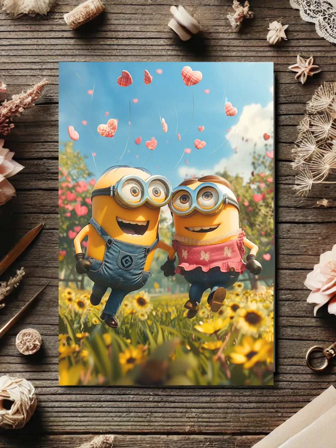 Set of 6 Romantic Minion Love Postcards – Cute Art for Couples