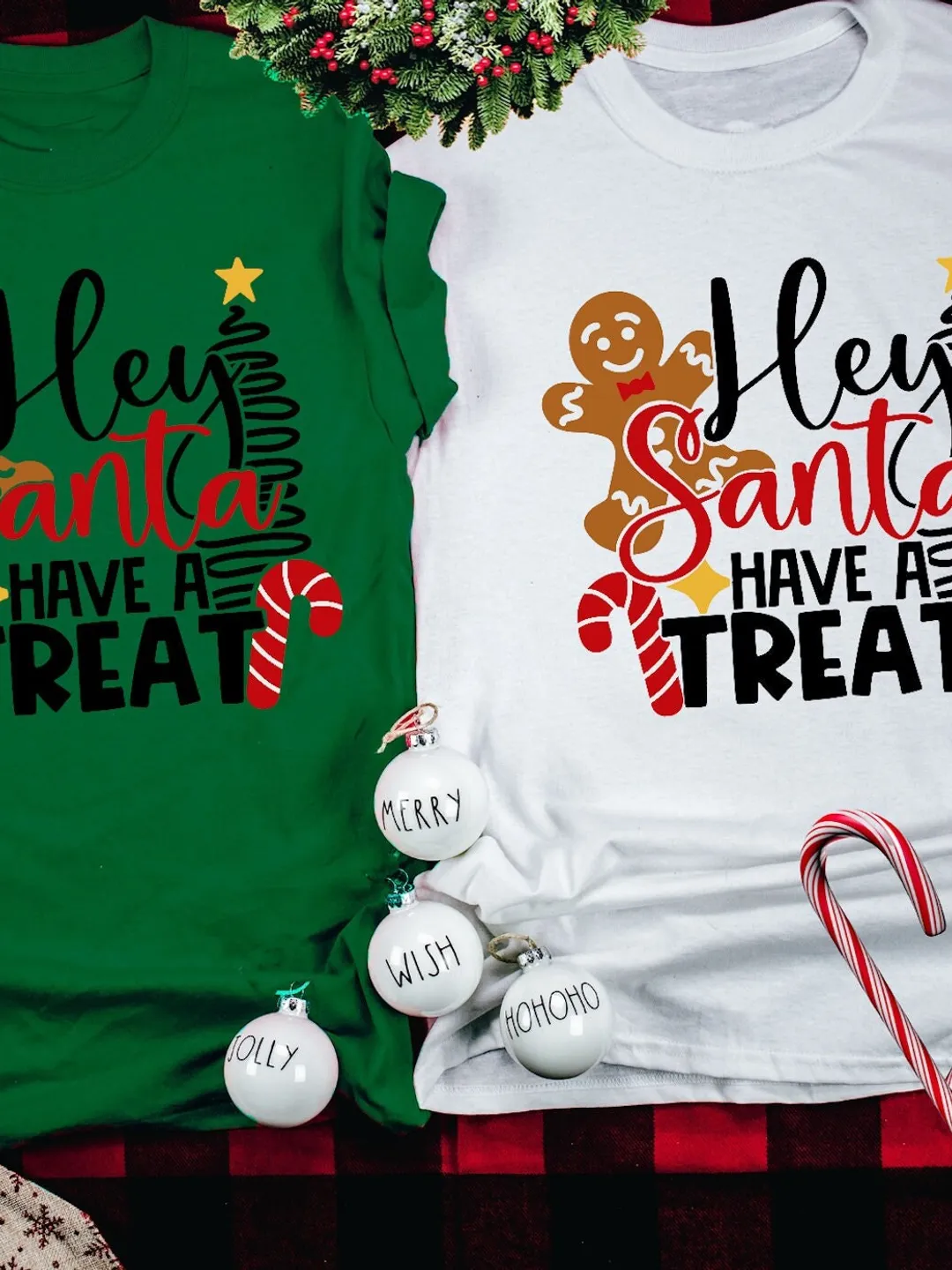 Matching Christmas Shirt - Hey Santa Have a Treat Design