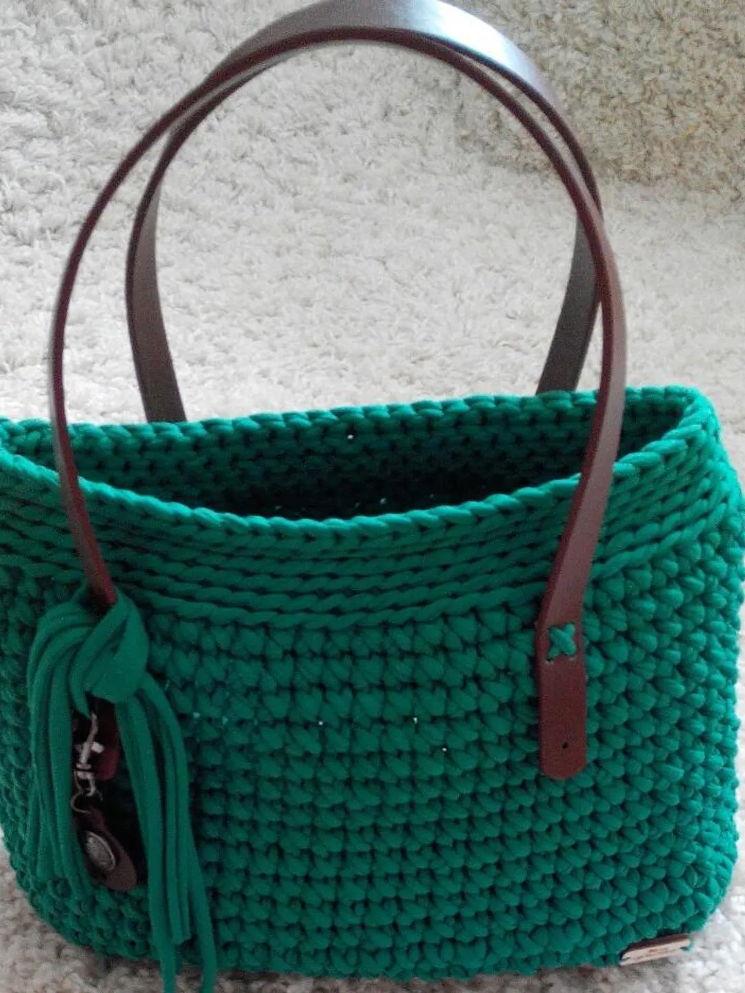 The handbag is knitted