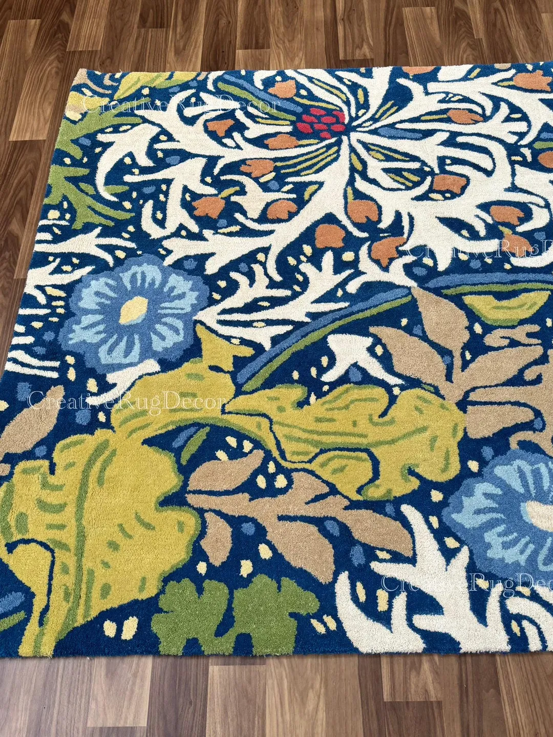 Hand Tufted Floral Wool Rug – William Morris Botanical Design