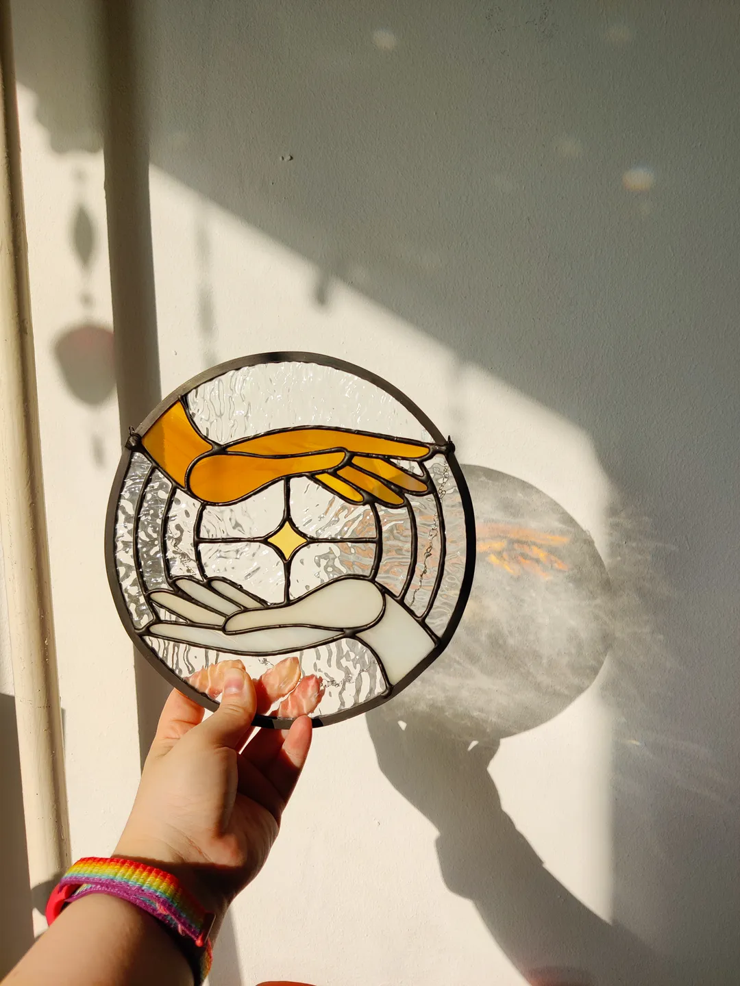 Stained glass window panel, Suncatcher, Glass home decor, Anniversary gift