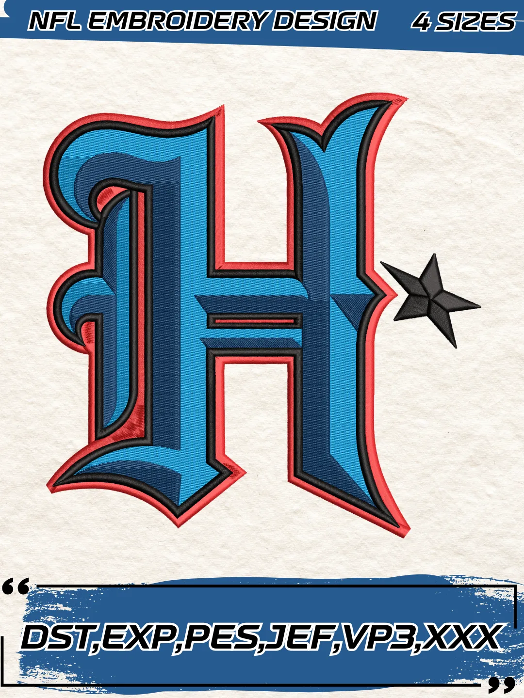 Houston Texans Alternate Logo Embroidery Design,NFL Logo Embroidery Design,Machine Embroidery Design File,4 Sizes, Digital Download