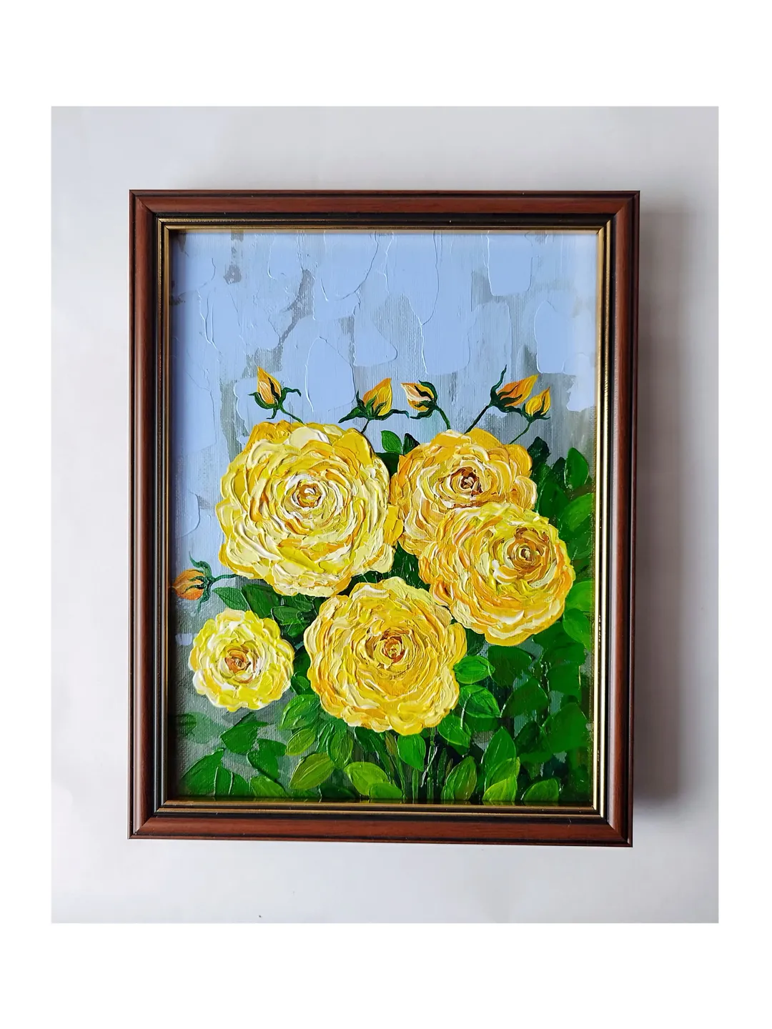 Rose painting on canvas, Yellow rose wall art, Flower canvas wall art, Flower bouquet paintings, Flower bouquet art
