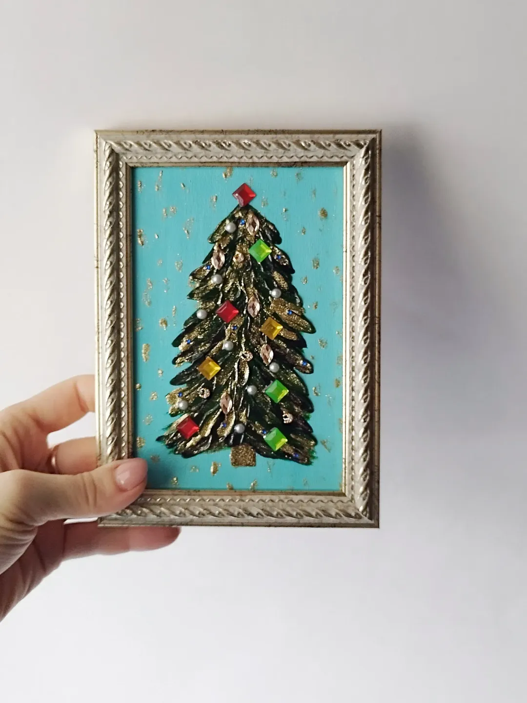 Unique Christmas Tree Textured Acrylic Painting - the Perfect Gift for the New Year!
