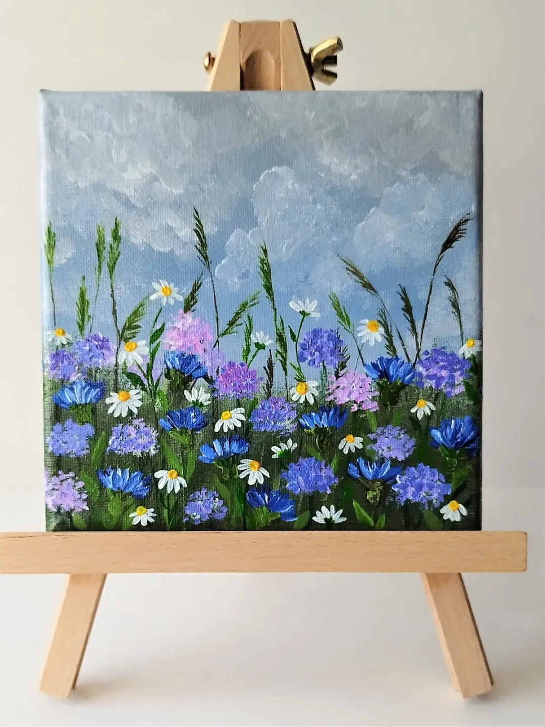 Acrylic Painting of Wildflowers | Field of Daisies Wall Art