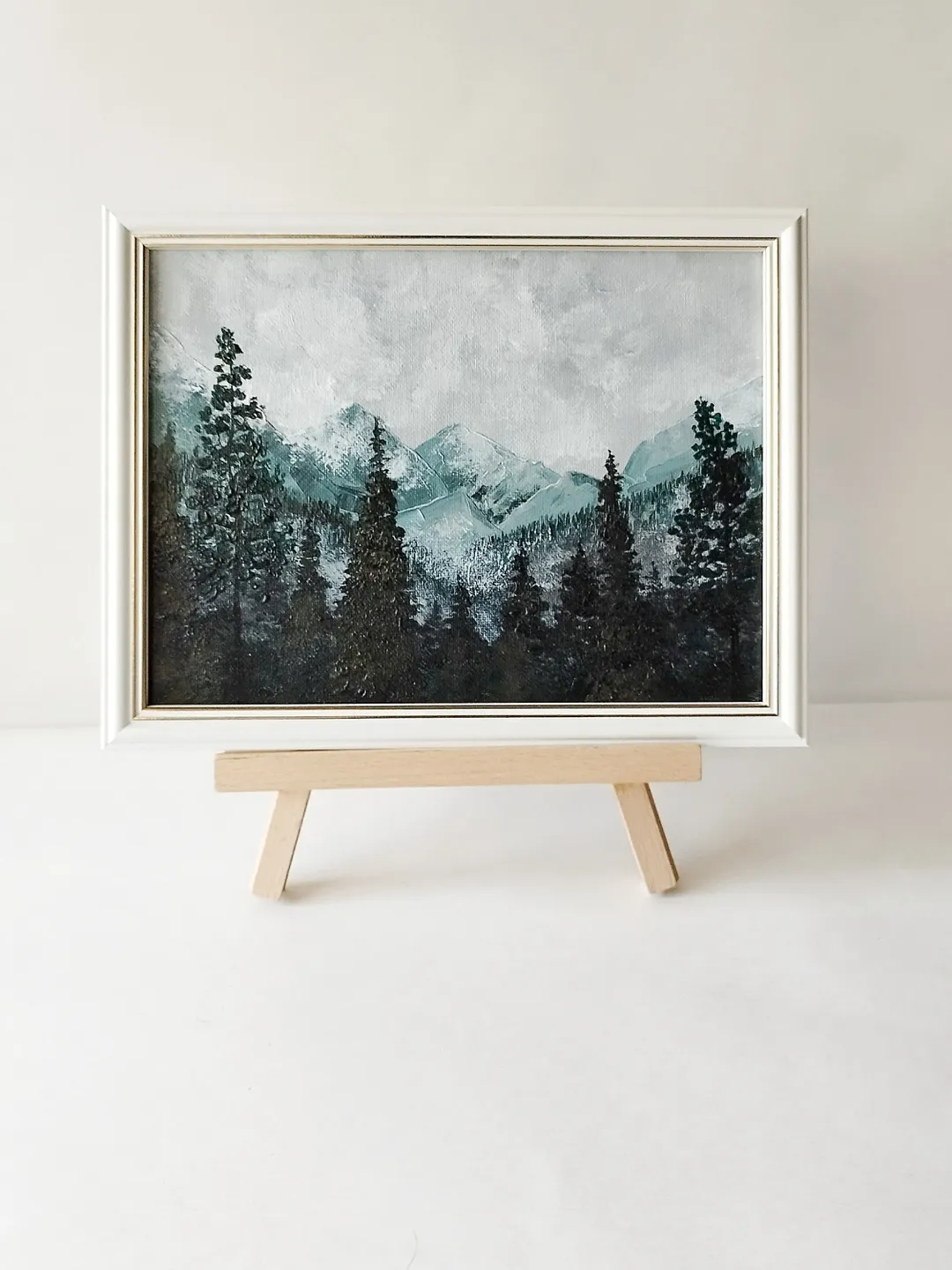 Forest Mountain Landscape Acrylic Painting Framed Art, image size:1080x1440