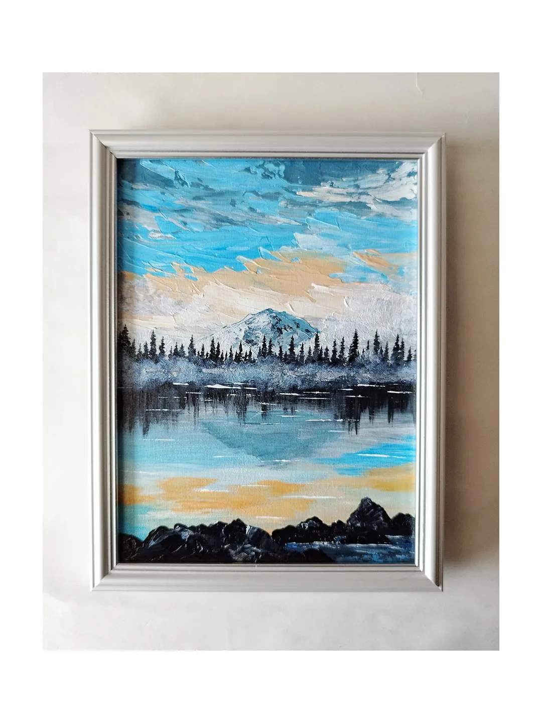 Mountain Landscape Acrylic Painting – Amazing Impasto Sunset Art