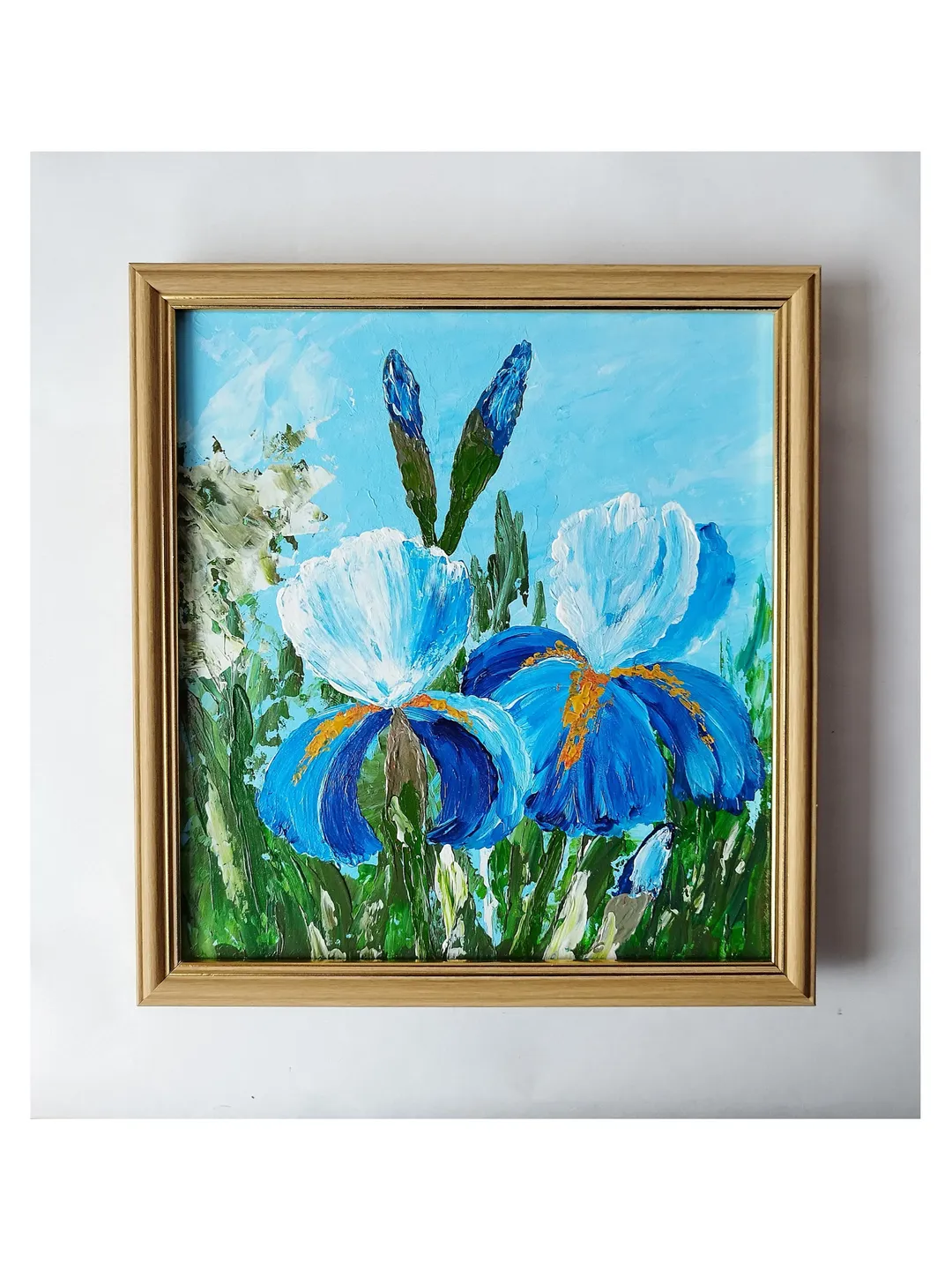 Flower painting blue, Impasto paintings, Framed art, Flower painting acrylic, Floral paintings, Discount wall art