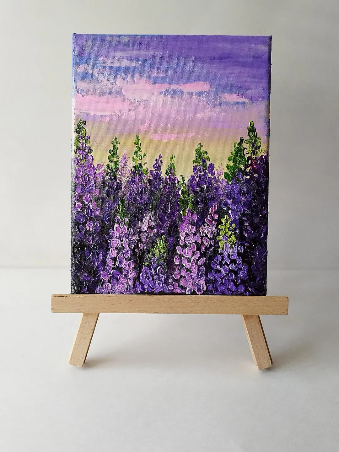 Landscape Acrylic Painting of Wildflowers Impasto Art on Canvas