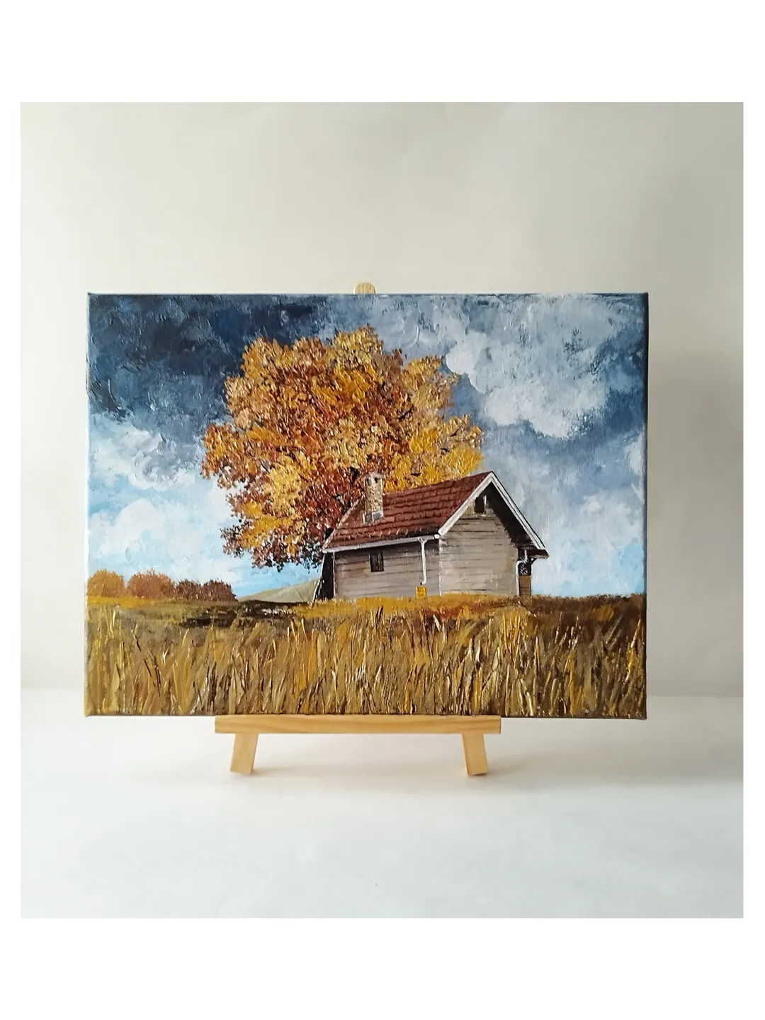 Rustic Landscape Painting | Textured Acrylic Art on Canvas | Wall Decor