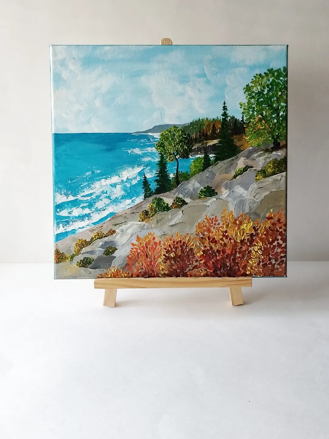 Acadia original painting Landscape texture painting National Park painting wall decor Ocean painting on canvas art