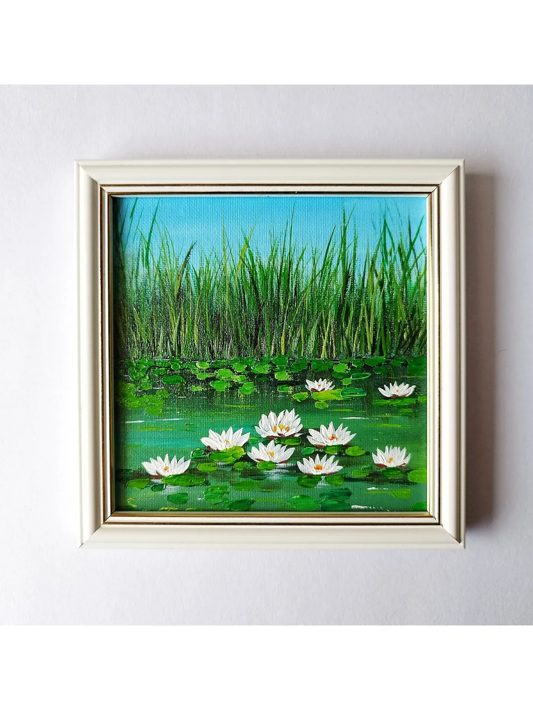 Water Lily painting Lotus Original Art Floral Artwork impasto oil ...