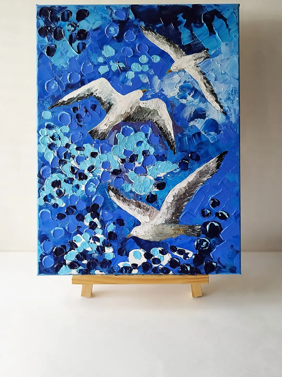 Seagulls wall art, Bird painting for sale, 3d bird wall art, Texture painting on canvas