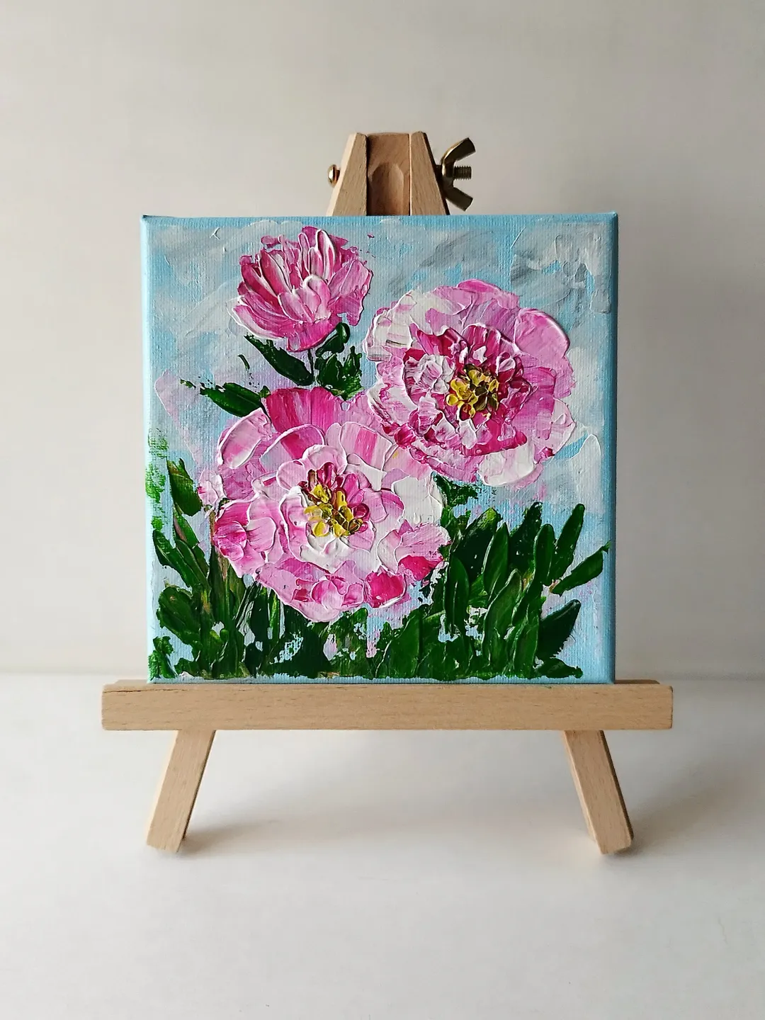 Flower painting on canvas peony wall art decor