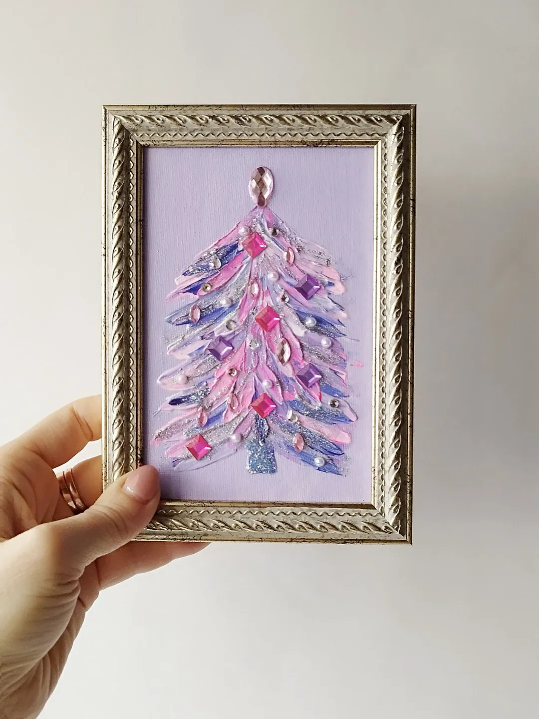 Christmas Tree Textured Acrylic Painting | Perfect New Year Gift