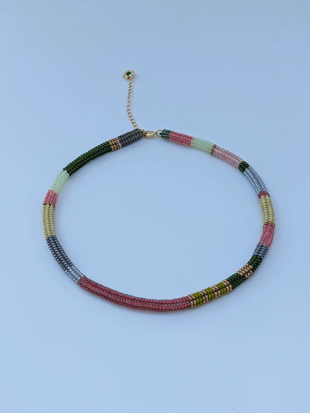 Bead necklace aesthetic choker for women, bohemian choker necklace in pastel pink nude color jewelry