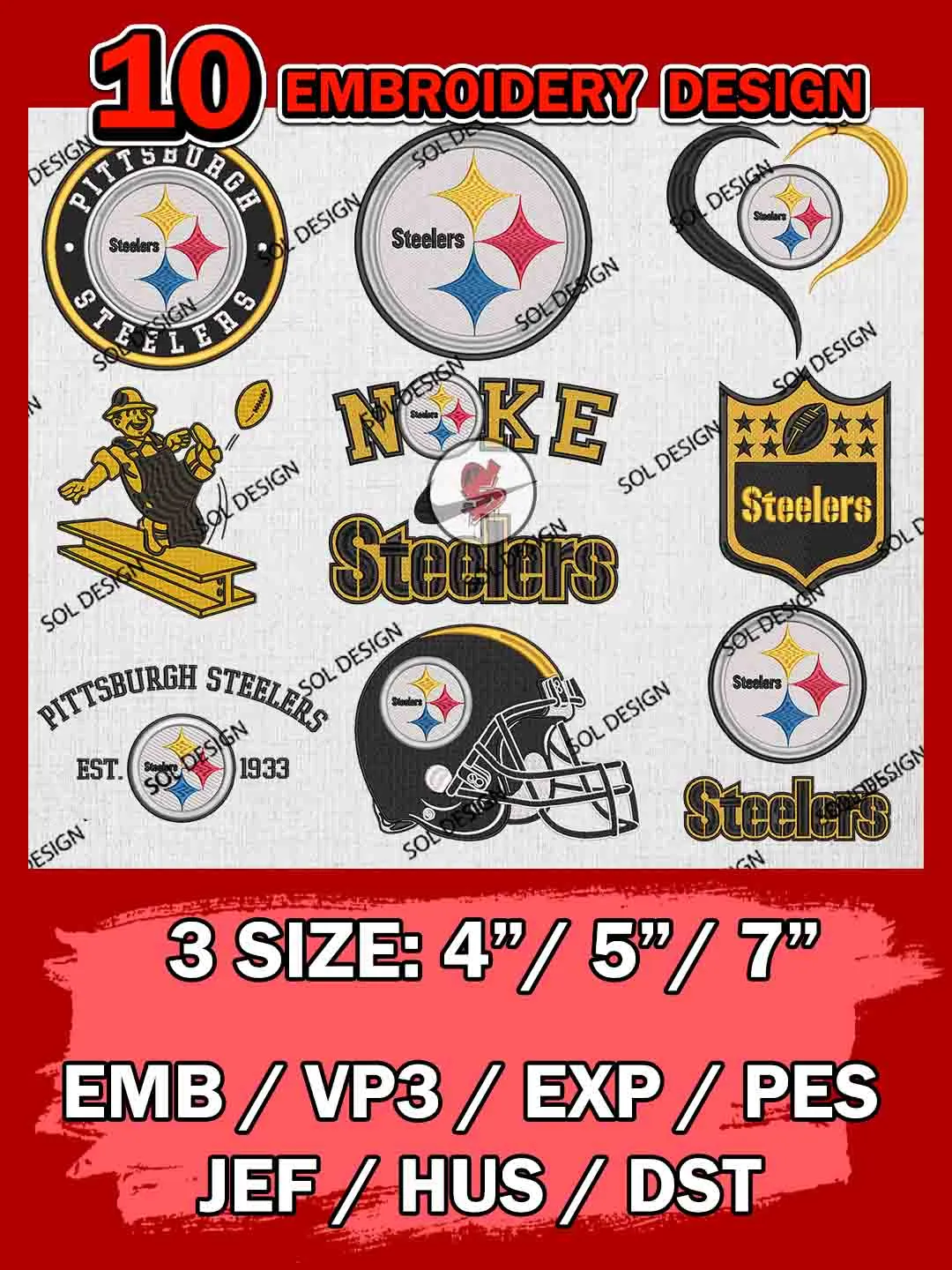 Pittsburgh Steelers Embroidery Designs, Football Team NFL Machine ...