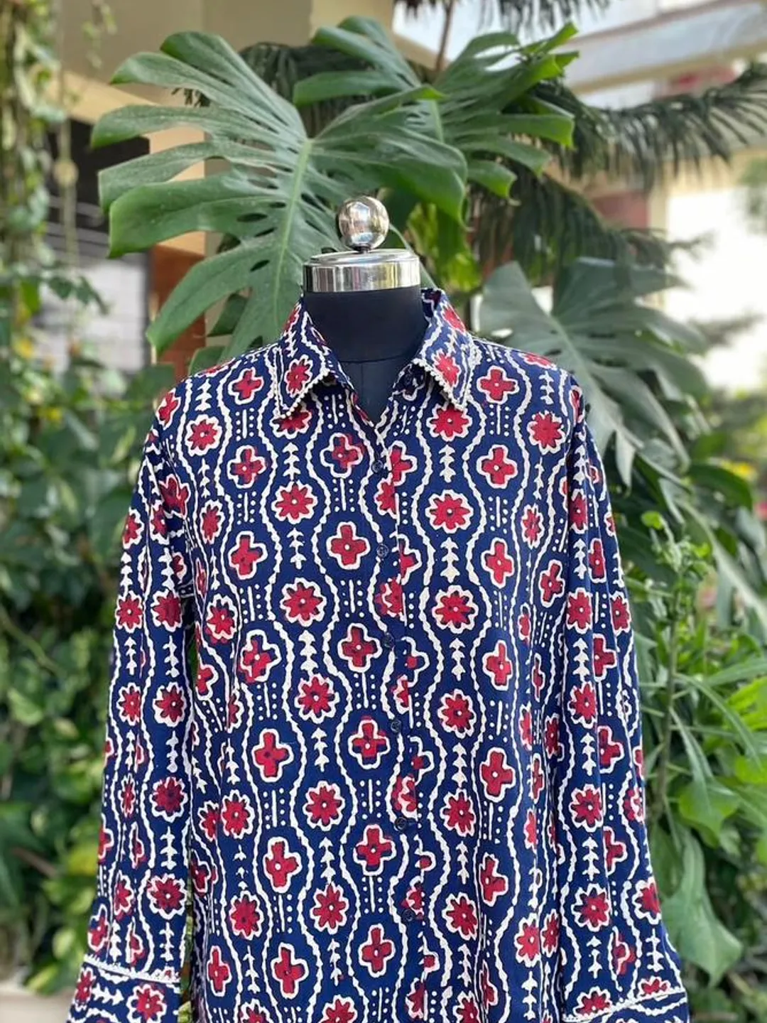 Indigo Hand Block Print Muslin Cotton Women’s Shirt
