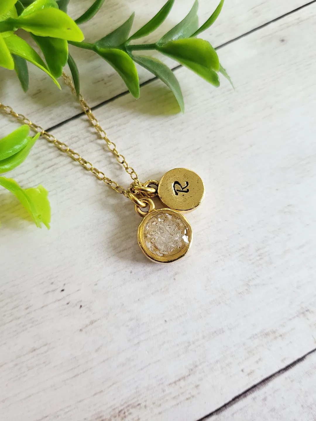 Birthstone Initial Necklace Gold - Custom Birthday Gift, Minimalist Dainty Personalized Jewelry for Women and Girls