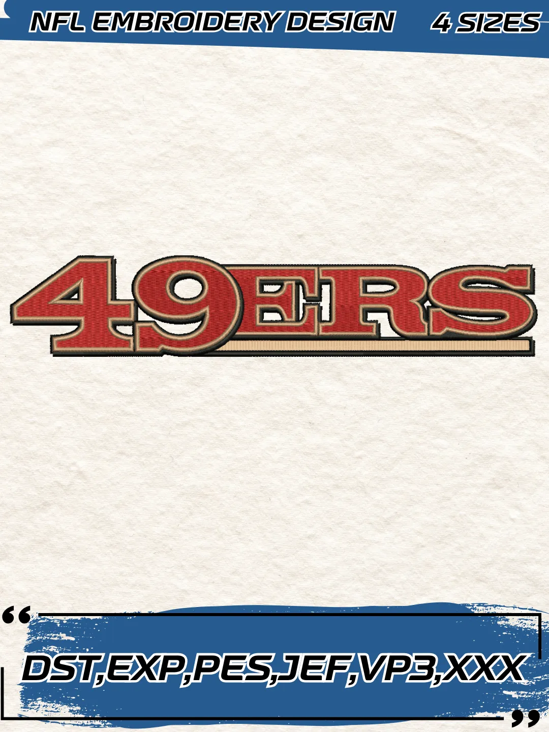 San Francisco 49ers Wordmark Logo Embroidery Design,NFL Logo Embroidery Design,Machine Embroidery Design File,4 Sizes, Digital Download