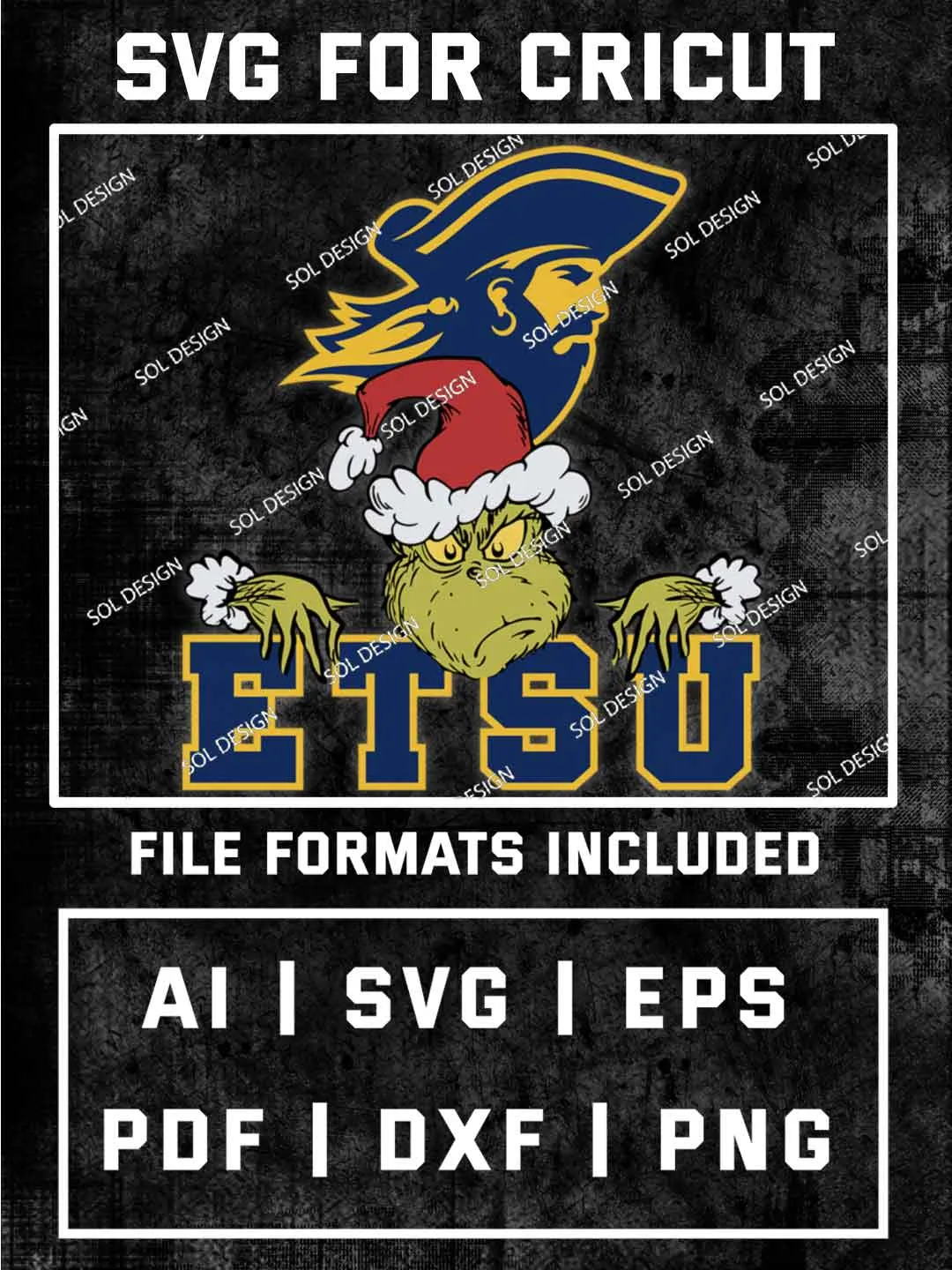 Grinch East Tennessee State Buccaneers SVG, NCAA SVG Design, NCAA ETSU Buccaneers SVG, NCAA Buccaneers Cricut, Christmas Svg, Grinch svg, Digital Download