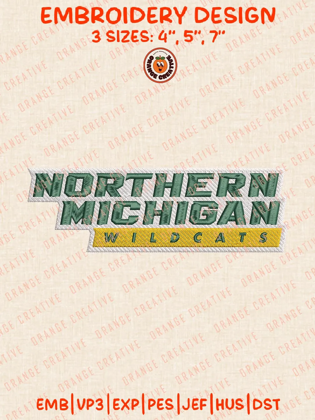 NCAA Northern Michigan Wildcats Text Embroidery Design, NCAA Team Logo Embroidery Design, Machine Embroidery Design File, 4 Sizes, Custom Size, Digital Download