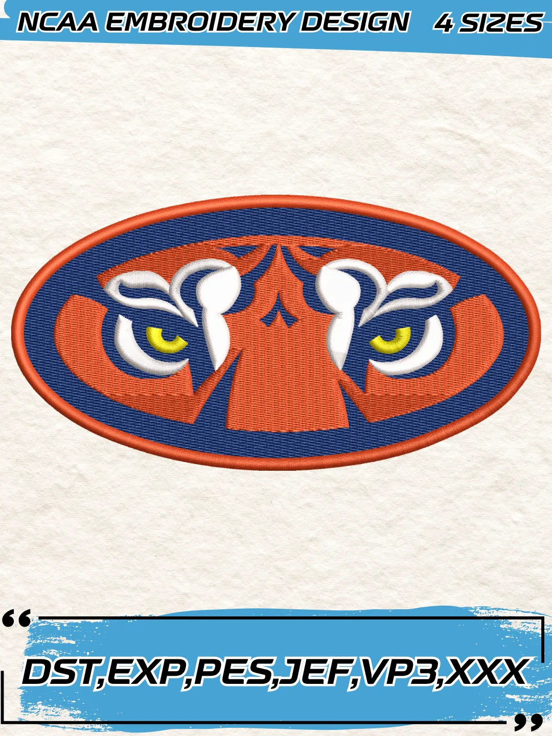 Auburn Tigers Secondary Logo Embroidery Design,NCAA Logo Embroidery Design,Machine Embroidery Design File,4 Sizes, Digital Download