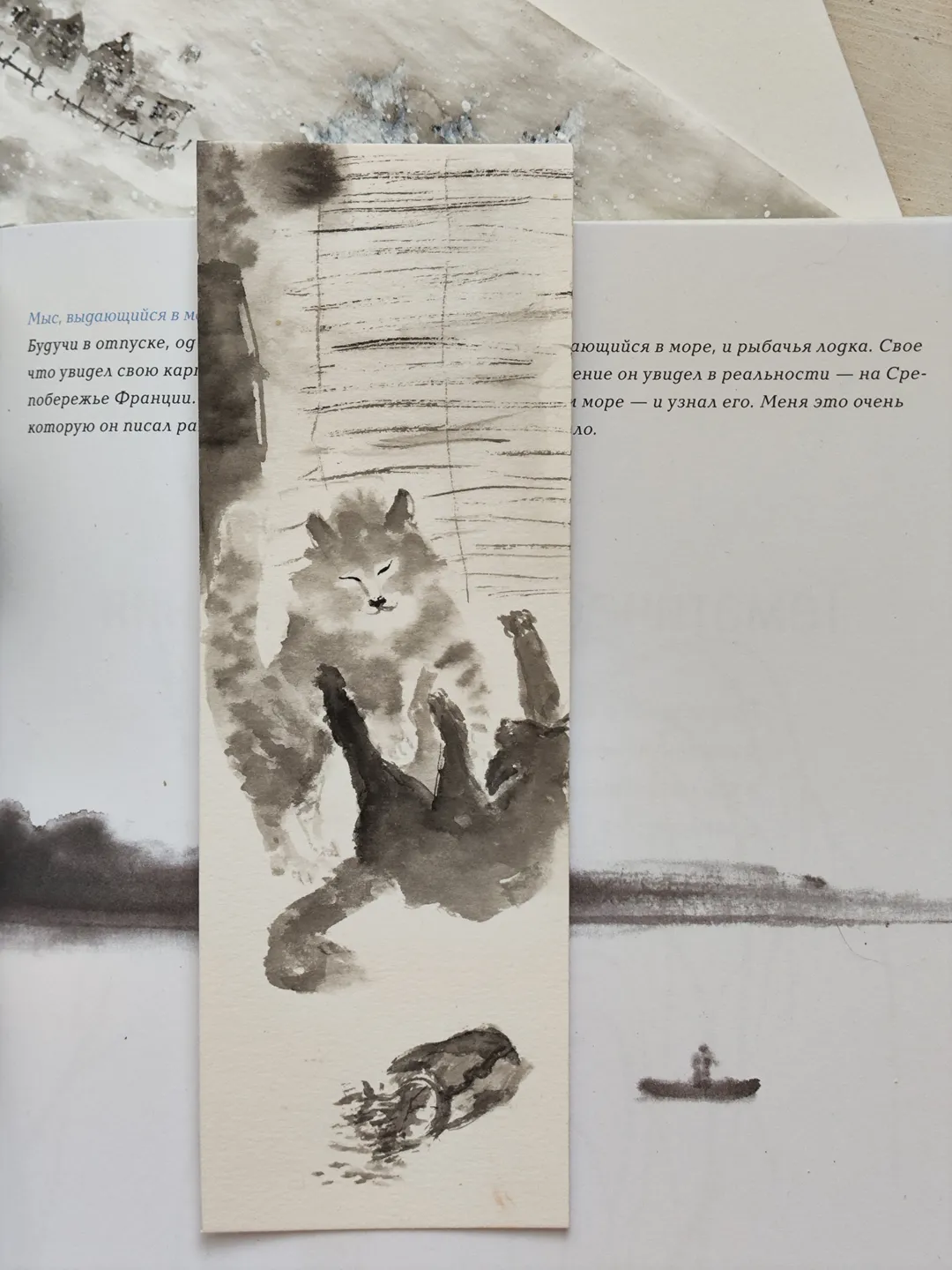 Handpainted bookmark.Original art.Cats