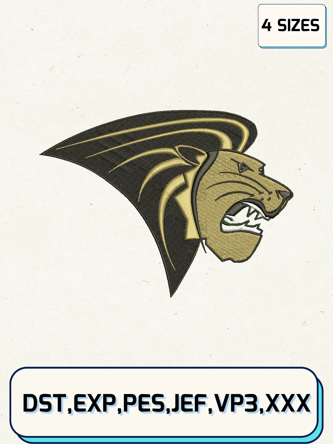 Lindenwood Lions Logos Embroidery Design Files, NCAA Logos Embroidery Designs, Machine Embroidery Files, 4 Sizes