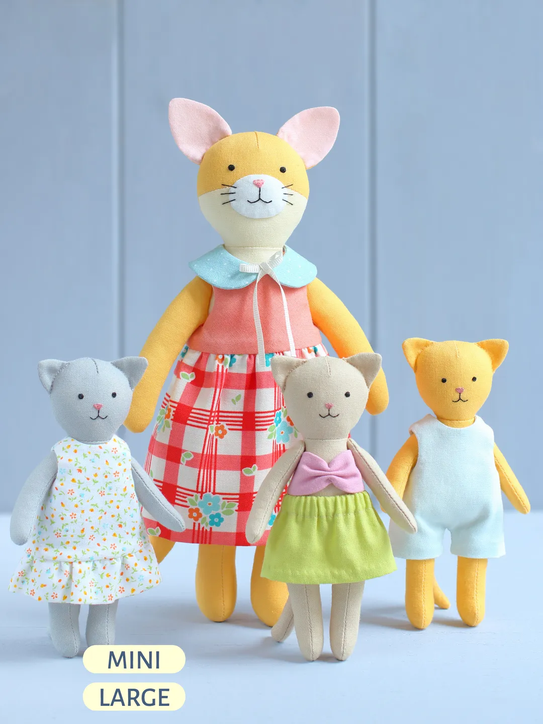2 PDF Cat Family (Large Cat and Mini Cat Stuffed Animals) Sewing Patterns Bundle